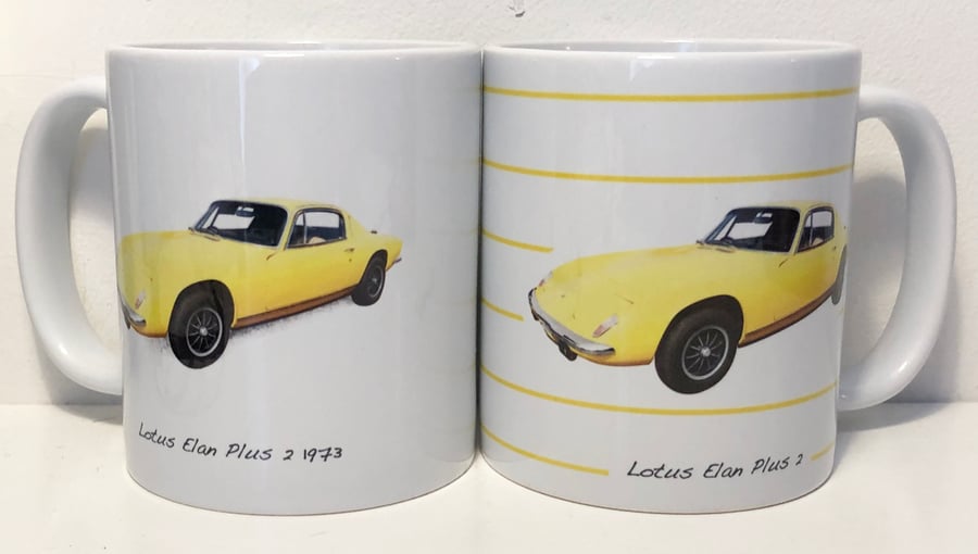 Lotus Elan Plus 2 1973 - 11oz Ceramic Mug - Gift for the Lotus fan in your life