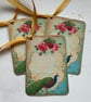GIFT TAGS, vintage -style. ' The Peacock '  ( set of 3) Rose ..ready to ship... - Image 5