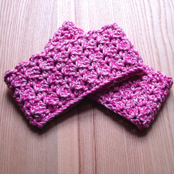 Pink Marl Cotton Crochet Chunky Boot Cuffs