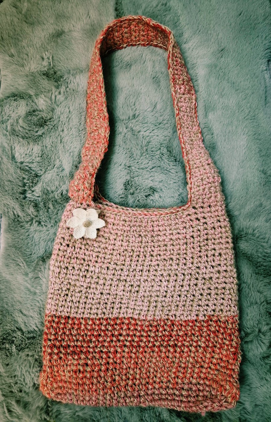 Image of Handmade Natural Jute and ombre yarn Shoulder Bag