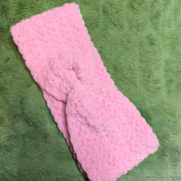 Pink Glitter Headband Ear Warmer