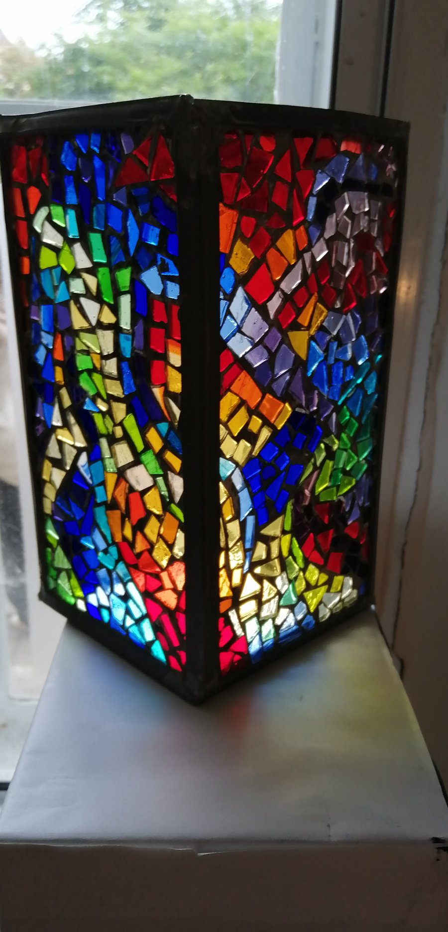 Dancers mosaic stained Glass Sculpture and Tealight