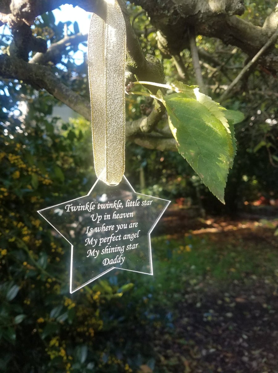 Memorial Graveside Star Plaque Memorial Tree plaque Cemetery Grave Plaque 