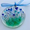 Pretty fused glass flower suncatcher, gift for her, housewarming
