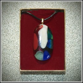 Multi-Coloured Fused Glass Pendant - 1063