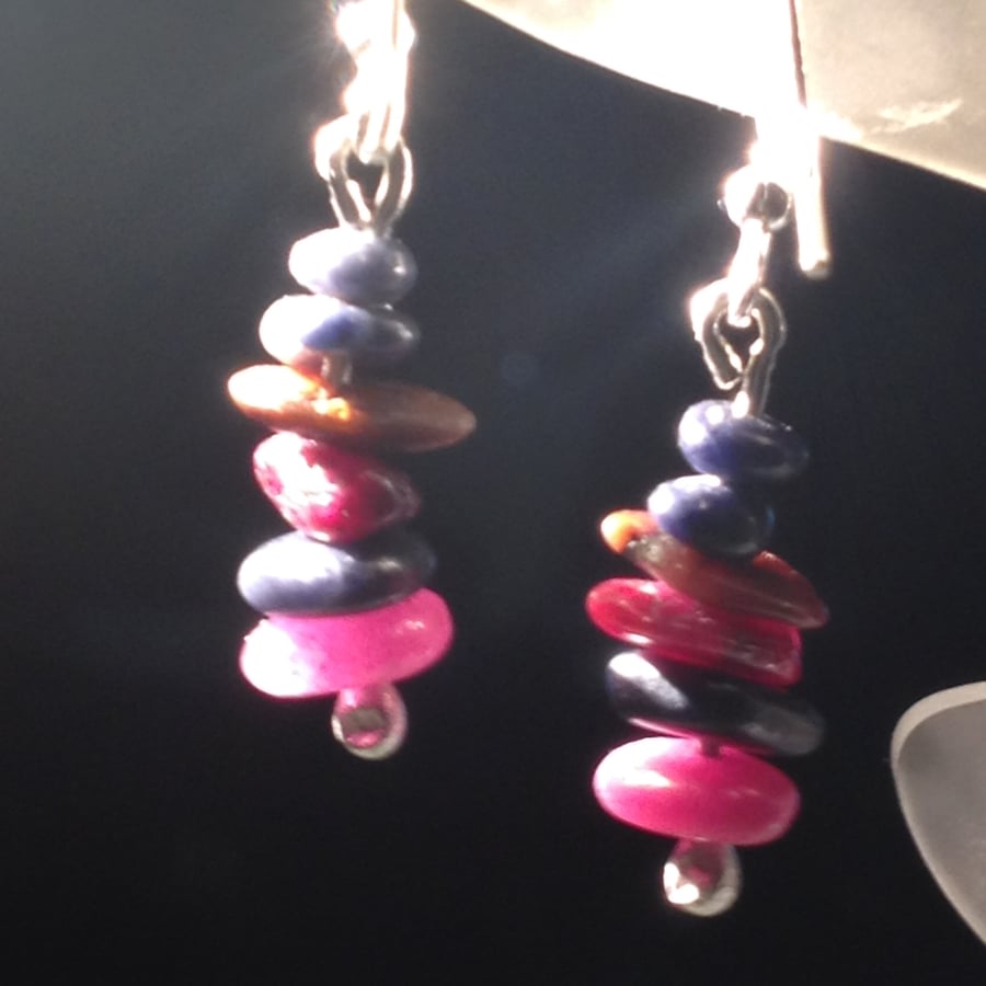 Gemstone pebble Cairn earrings