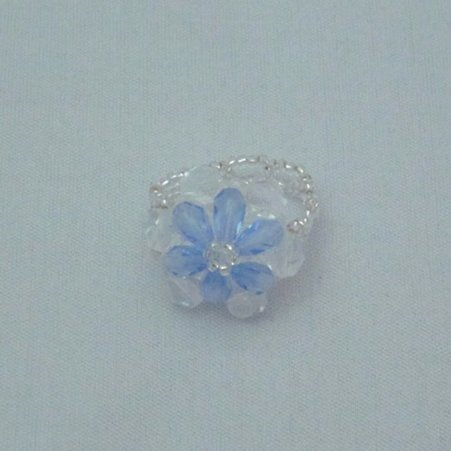 Blue crystal round ring (276)