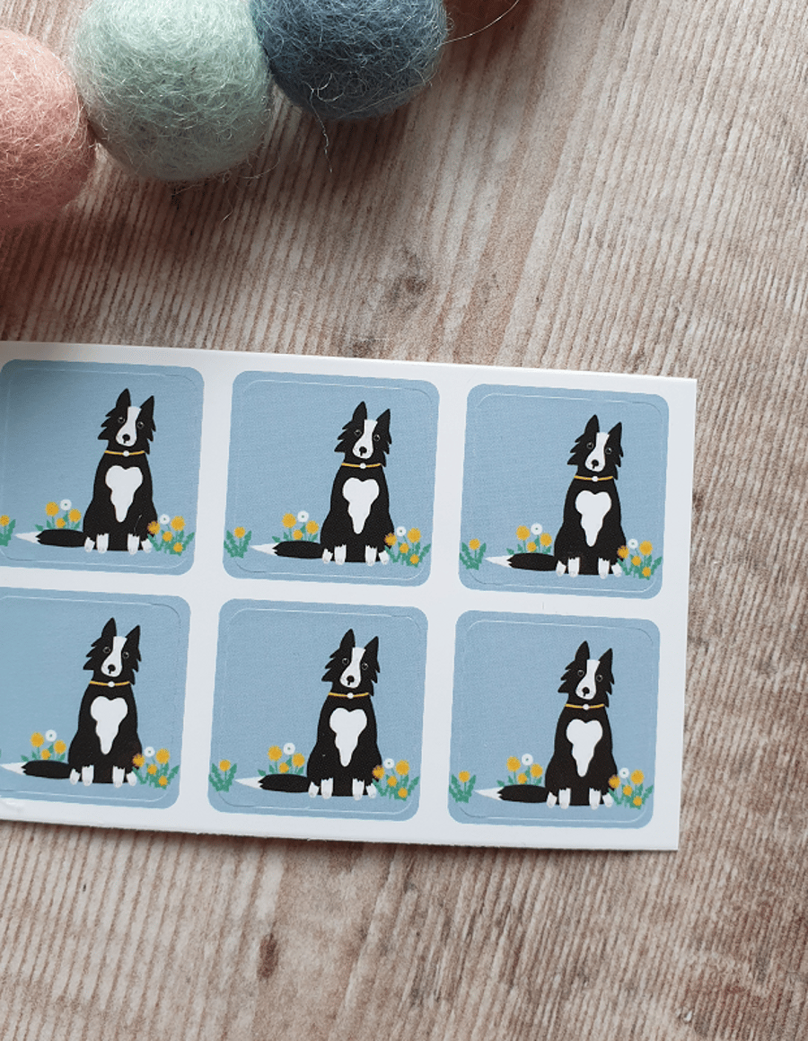 Border Collie Envelope Stickers - Set of 6