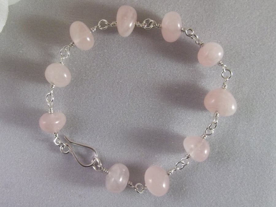 Rose quartz gemstone bracelet heart chakra nurturing love