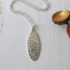 Textured recycled silver oval pendant