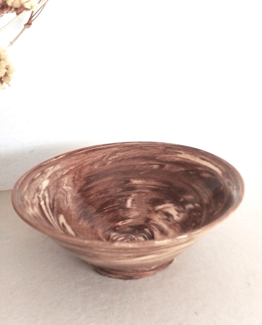 Pottery Bowl: food serving Terracotta and white  Serving Bowl, decorative