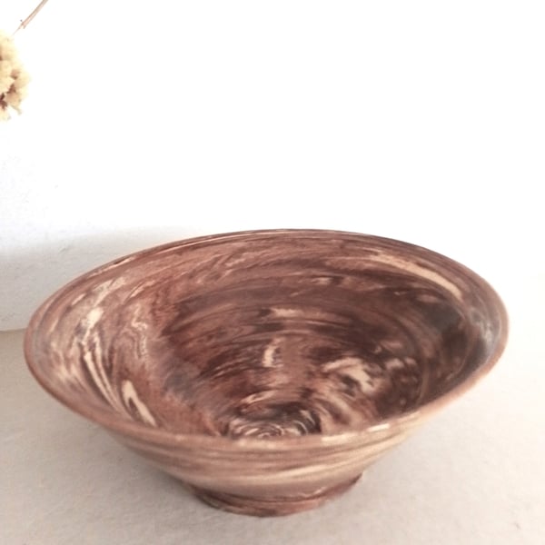 Pottery Bowl: food serving Terracotta and white  Serving Bowl, decorative