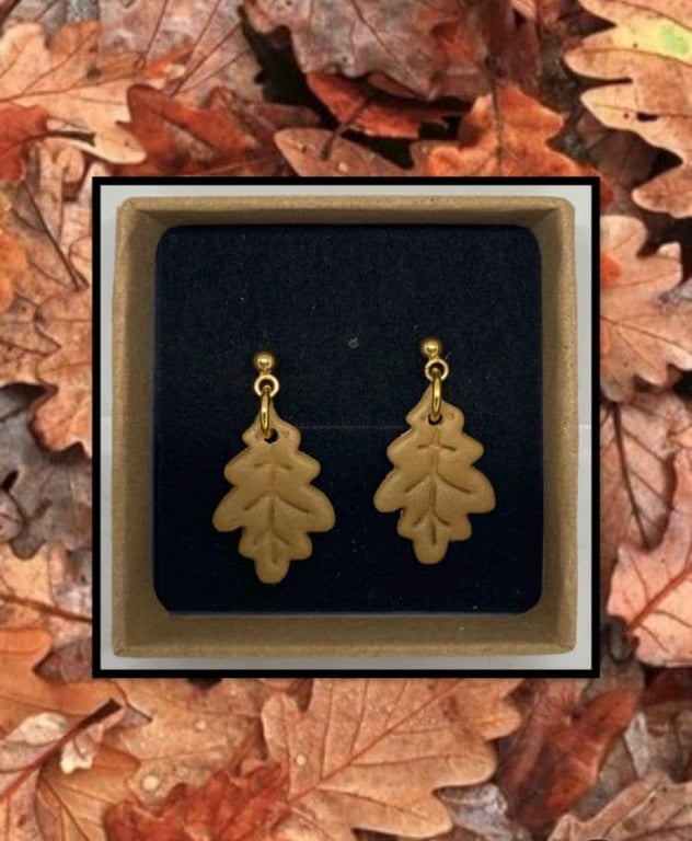 Fallen oak leaves lightweight clay earrings