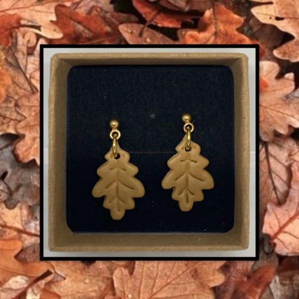 Fallen oak leaves lightweight clay earrings