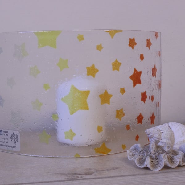 Multicoloured Fused Glass Star candle screen, Perfectly Imperfect 