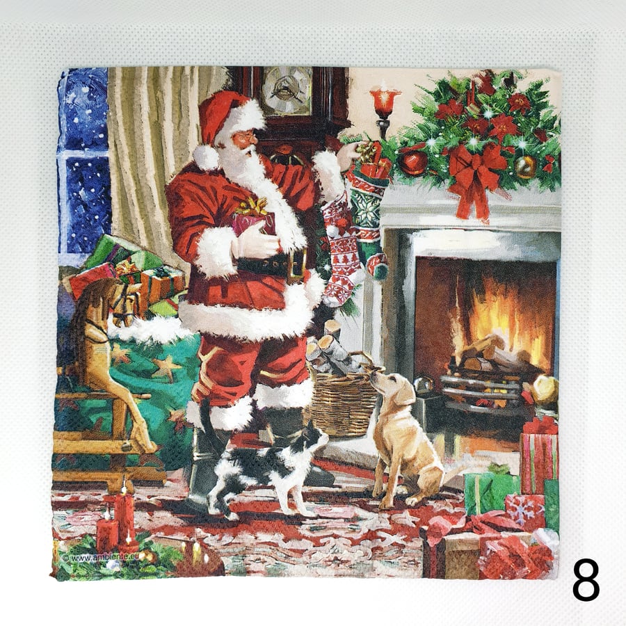 10 Pcs 33cm x 33cm Christmas Santa Claus Candle Tissue Paper Decoupage