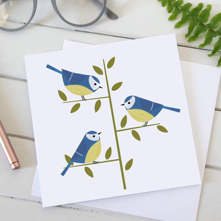 Garden Bird Blue Tit Greetings Card
