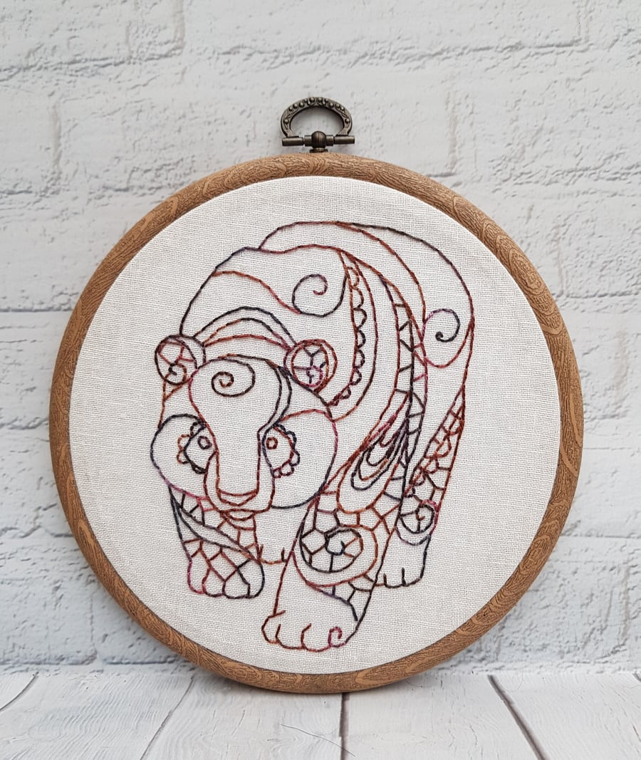 Panda Embroidery Hoop, Panda Art, Panda Gift, Endangered Species