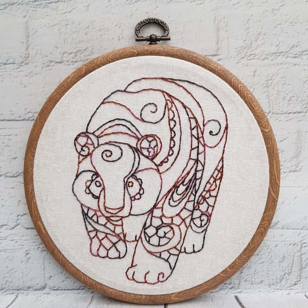 Panda Embroidery Hoop, Panda Art, Panda Gift, Endangered Species
