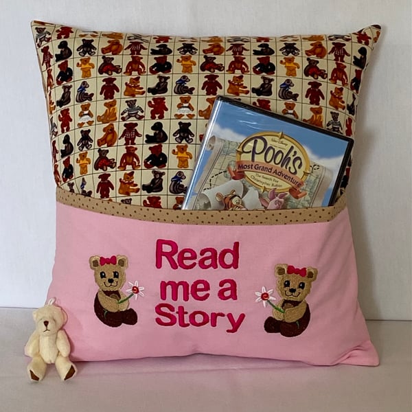 Teddy Bear ‘Read Me A Story’ Embroidered Reading Cushion