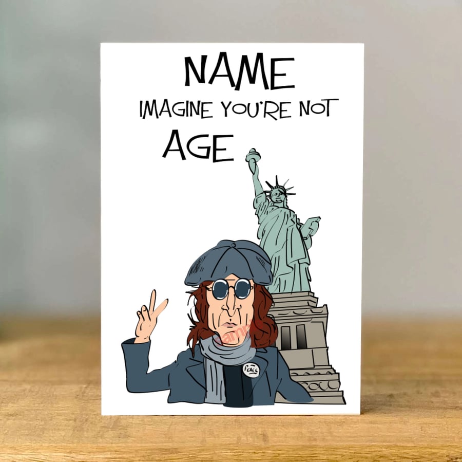 Personalised Lennon Birthday Card, Inspired Music, dad, mum, sister, brother,