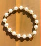 Handmade Pearl-Look Beaded Bracelet with Gold-Tone Spacers