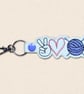 Knitting Keyring - Peace Love Knitting Bag Charm - Image 4