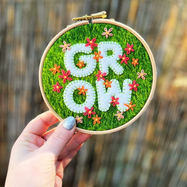 Embroidery Hoop Art - Grow