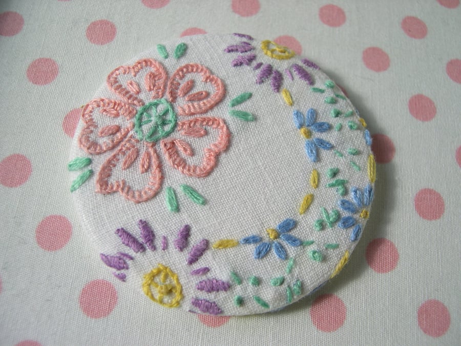 Embroidered pocket mirror