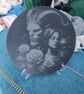 25 cm round Beauty and the beast laser engraved slate platter