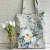 Yellow and white pastel rose and cottage garden floral tote bag
