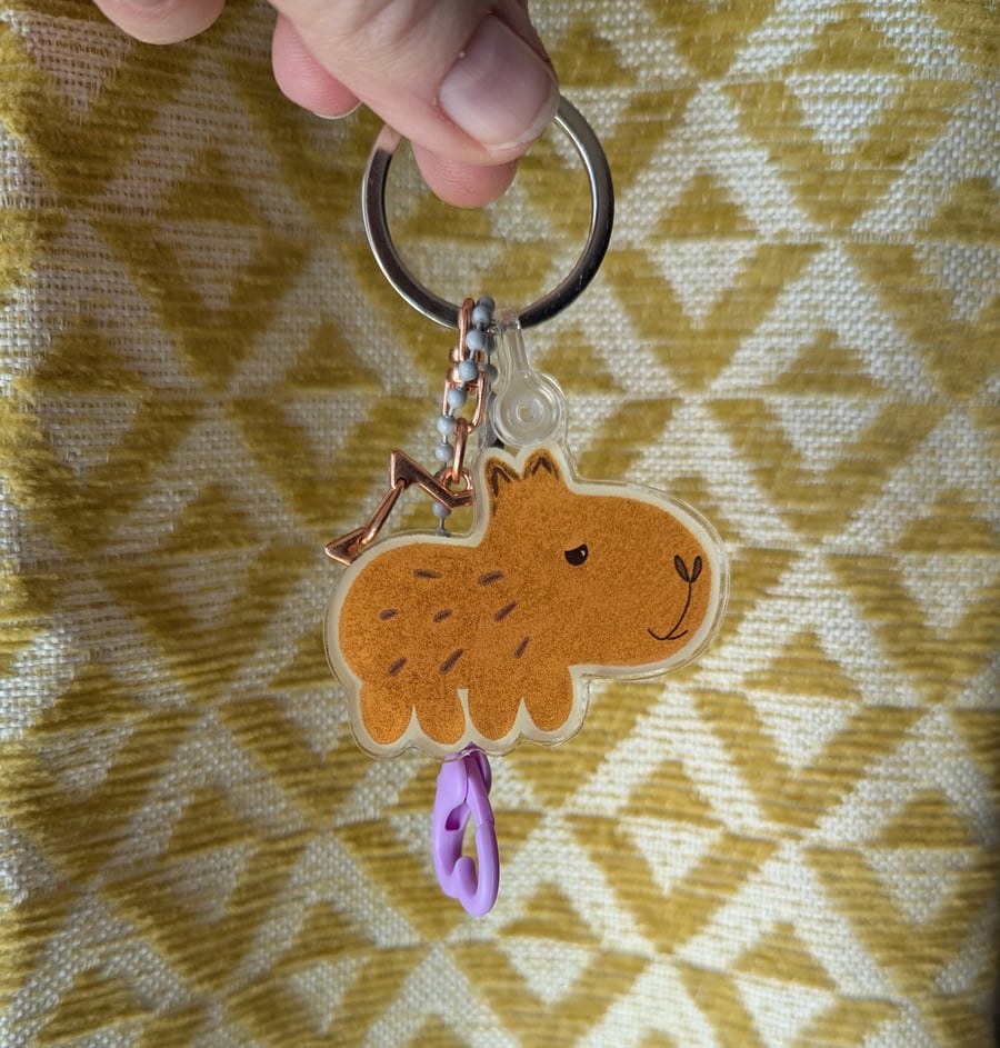 Mr Happy Capybara keyring 