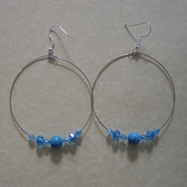 Large Hoop Howite Gemstone Earrings - UK Free Post