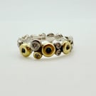Gold, silver, diamonds and aquamarine ring. Handmade & hallmarked