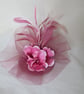 Rose Pink and Pale Plum Vintage Style Feather Orchid Flower Fascinator Hat  - Image 3