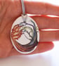 Fire and Water Elements Design Ceramic Pendant on Grey Cord with Lobster Clasp - Image 4