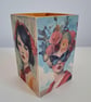 Decoupage Wooden Pen Pot, Vintage Woman Portrait & Butterfly Desk Organiser - Image 2