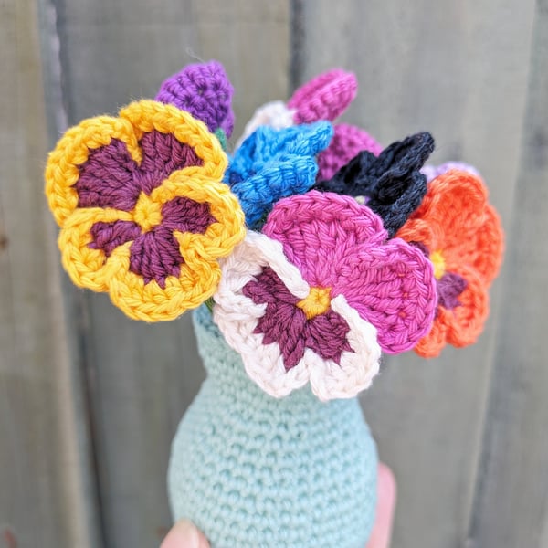 Pansies, Crocheted Decorative Flowers