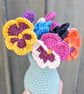 Pansies, Crocheted Decorative Flowers