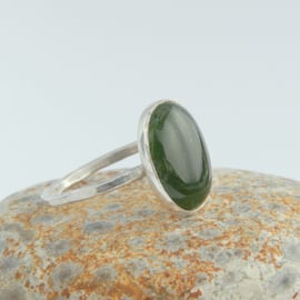 Canadian green jade and sterling silver ring