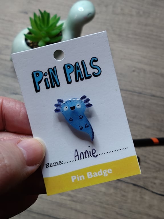 Annie axolotl pin badge