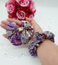 Purple pattern matching clip on bow and scrunchie - Image 1