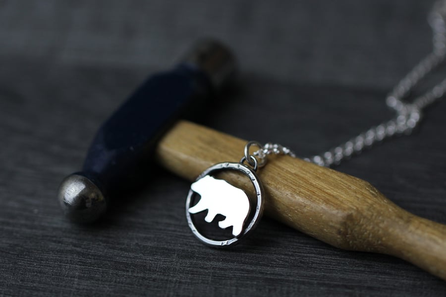 Small Sterling silver bear necklace 