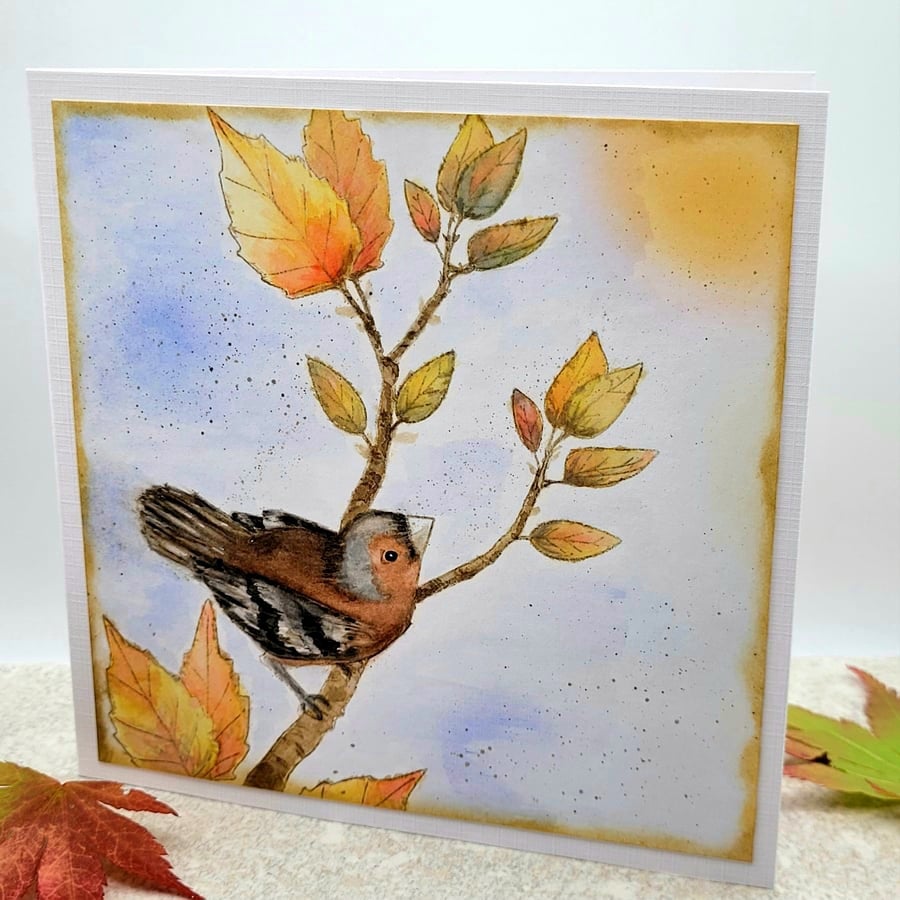 Bird Blank Card - birthday, thinking of you, watercoloured, branch