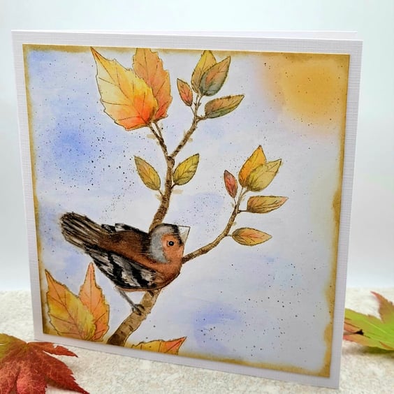 Bird Blank Card - birthday, thinking of you, watercoloured, branch