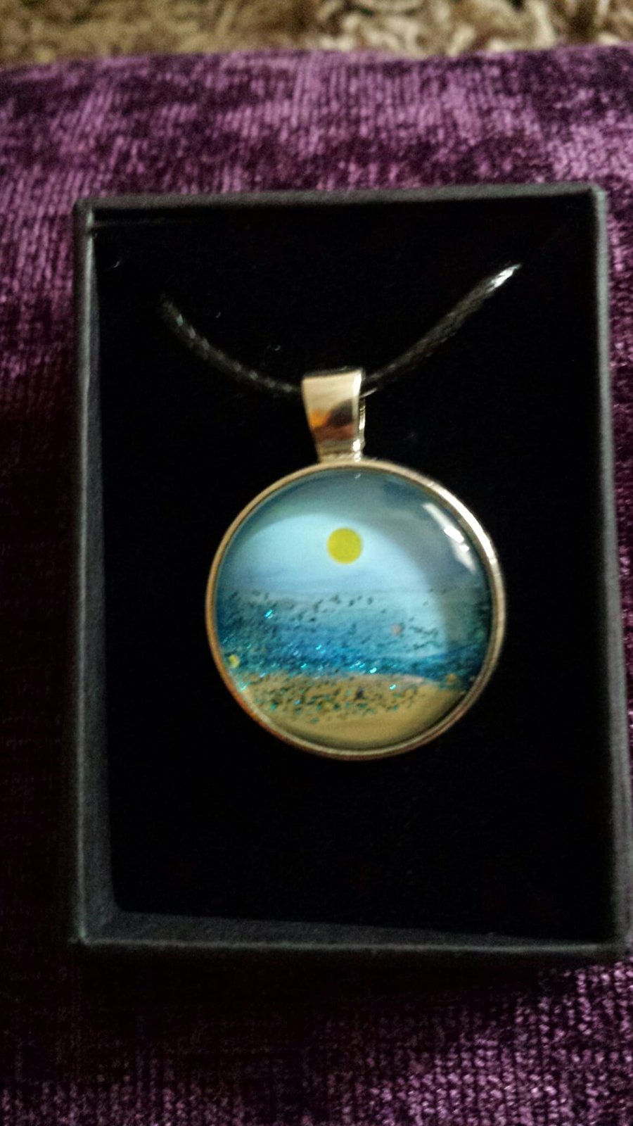  Seascape painting encapsulated pendant (beach scene)