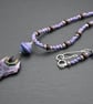 purple lampwork glass and ceramic pendant necklace