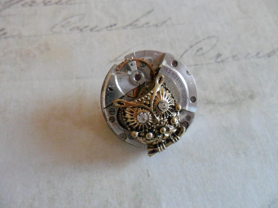  Steampunk Mechanical Owl Brooch 