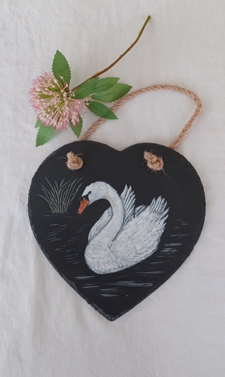 Hand-painted slate heart