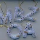 Personalised felt Christmas decorations Xmas ornaments initials, name letters